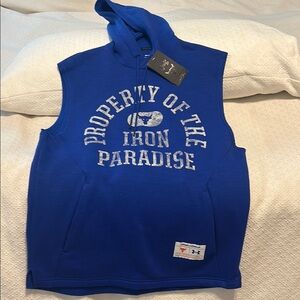 New with tags. Under Armour Project Rock Royal Blue Sleeveless Hoodie